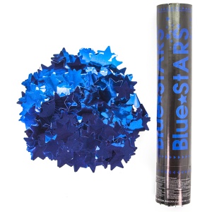 Пневмохлопушка (12/30 см), Звезды фольга, Синий, 1 шт.