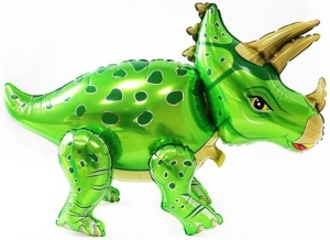 Шар 3D (36''/91 см) Фигура, Динозавр Трицератопс, Зеленый, 1 шт. в уп.