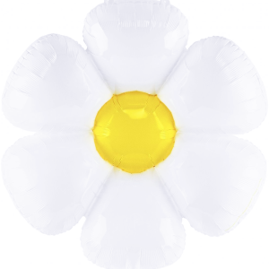 Шар с клапаном (18''/46 см) Цветок, Ромашка (надув воздухом), Белый, 1 шт.