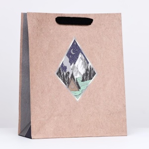 Пакет крафт "Ночной пейзаж" 26 х 32 х 12 см 10307149