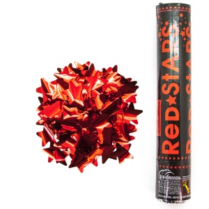 Пневмохлопушка (12/30 см), Звезды фольга, Красный, 1 шт.