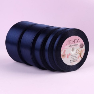 Набор лент атласных (5шт) 6/10/20/40/50мм*25±1ярд №81 тёмно-синий АУ   5091291