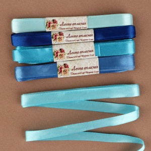 Набор лент атласных 5шт 12мм*6±0,5ярд №13/103/20/152/40 спектр голубой АУ   4708784