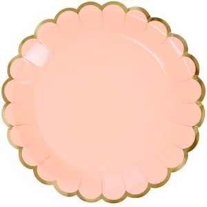 Тарелки с Золотой каймой, Розовый, 7 дюймов, 6шт