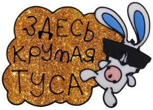 наклейка на стекло резина Здесь крутая туса 20*20 см 670745