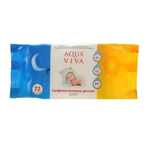 Салфетки влажные гигиенические "AQUA VIVA", с экстрактом алое вера, 72 шт.   1986194