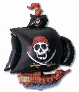 И 41 Пиратский корабль (черный) / Pirate Ship / 1 шт /, Фольгированный шар (Испания)