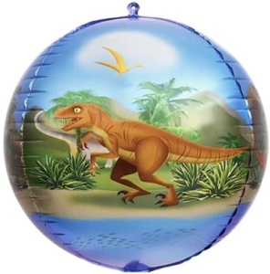 Шар (24''/61 см) Сфера 3D, Динозавры, 1 шт.