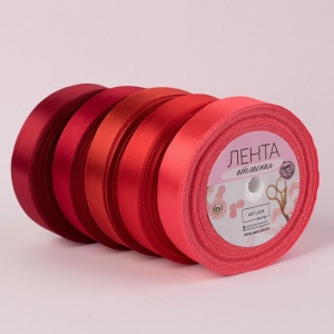 Набор лент атласных (5шт) 20мм*25±1ярд №26/33/37/114/159 спектр красный   2611801