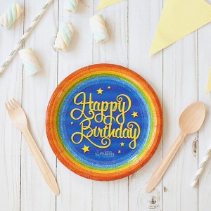 Тарелка бумажная "Happy Birthday " (набор 6 шт) 18 см   2298408