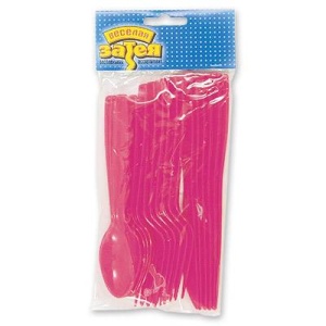 Столовые приборы пласт Bright Pink 24штA